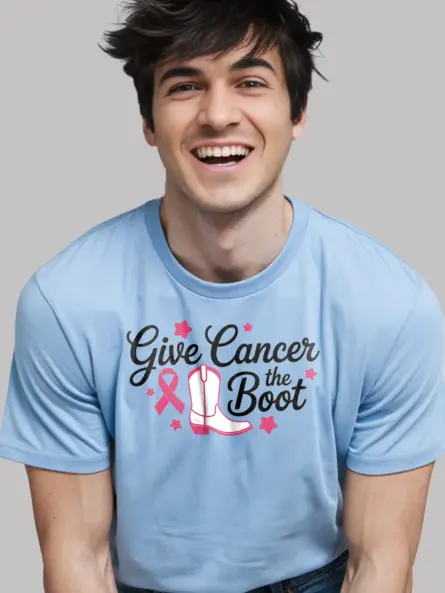Pink Cowboy Boot Breast Cancer Shirt – Give Cancer the Boot Tee - Image 6