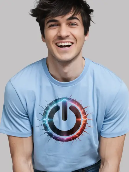 Power Button T-Shirt with Futuristic Electric Symbol - Image 6