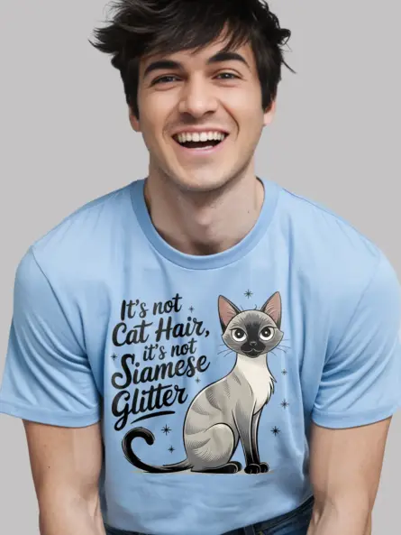 Siamese Cat Glitter Shirt – Funny Cat Hair Tee - Image 6