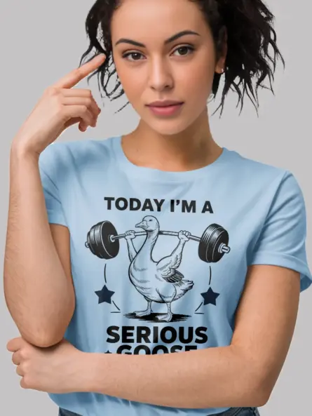 light blue Shirt Front View - Today I’m a Serious Goose - funny vintage gym t-shirt
