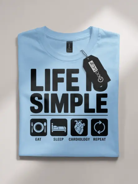 light blue cardiology life shirt front minimalist heart icon