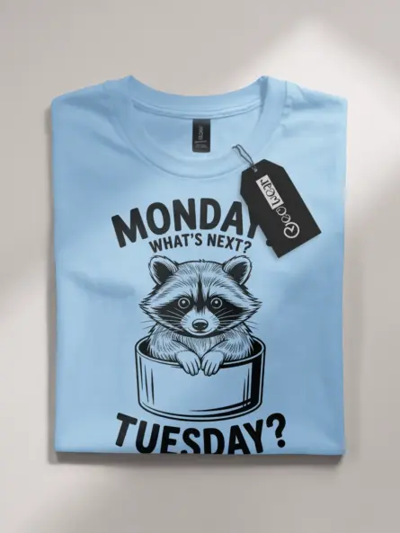 Raccoon Monday Tuesday T-Shirt for Adults - Image 4
