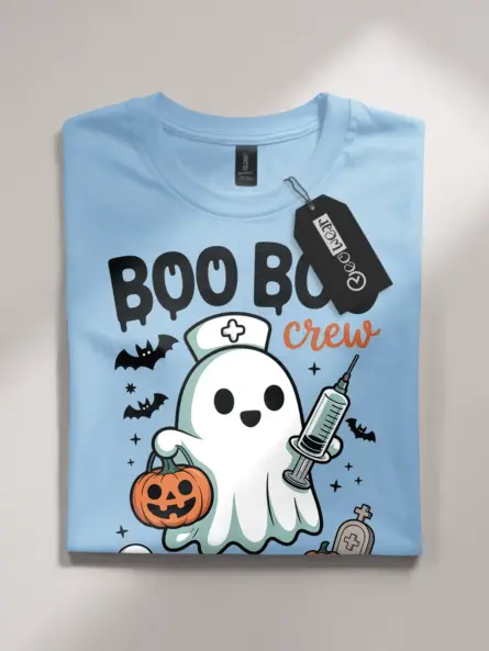 Adorable Boo Crew Nurse T-Shirt for Halloween - Image 8