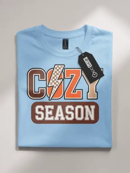 light blue front – cozy season t-shirt for cottagecore fall lovers