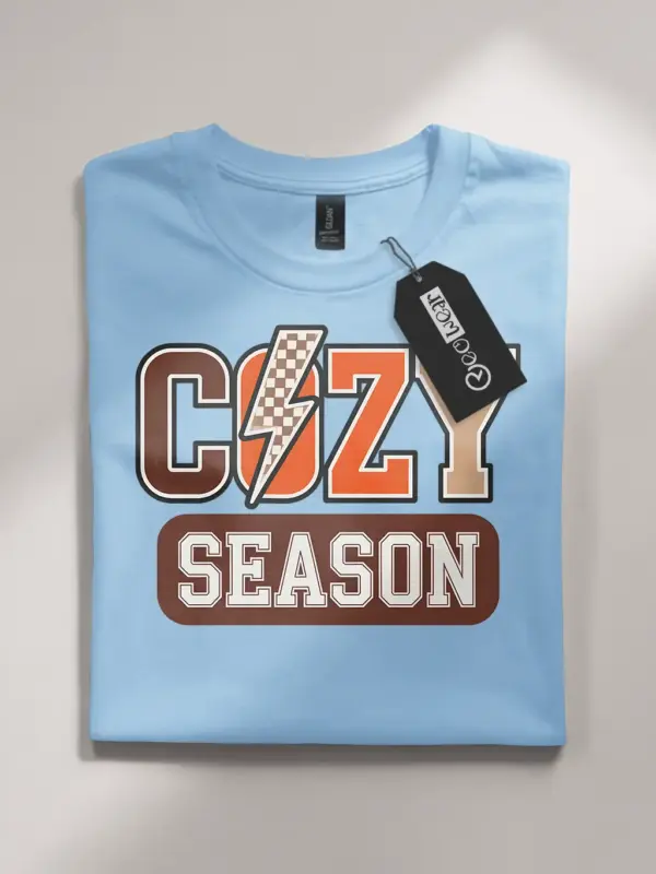 light blue front – cozy season t-shirt for cottagecore fall lovers