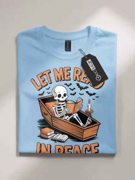 skeleton reading t-shirt