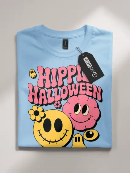 Hippie Halloween T-Shirt – Retro Pastel Graphic Tee - Image 4