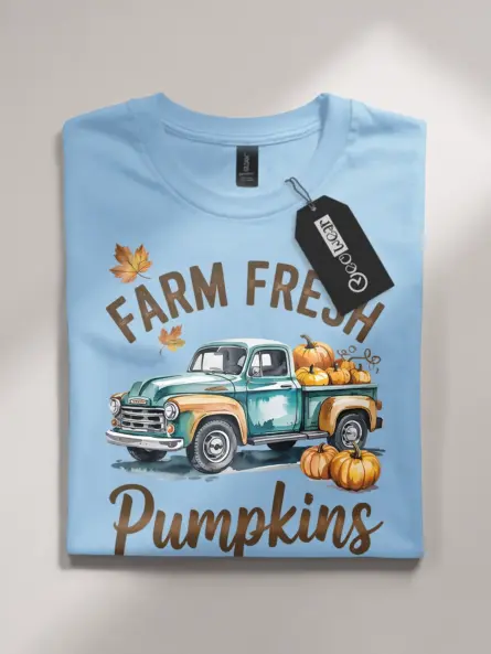 Farm Fresh Pumpkin Truck T-Shirt – Vintage Fall Harvest Tee - Image 4