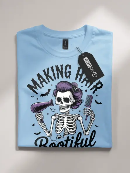 Funny Skeleton Hairdresser Halloween T-Shirt for Stylists - Image 7