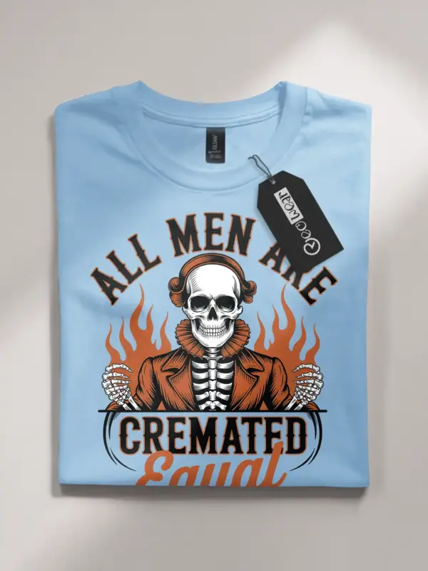 Light Blue front view – gothic skeleton t-shirt with victorian artwork