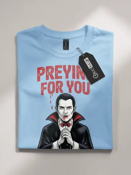 Gothic Vampire Pun T-Shirt – Preying for You Halloween Tee - Image 4