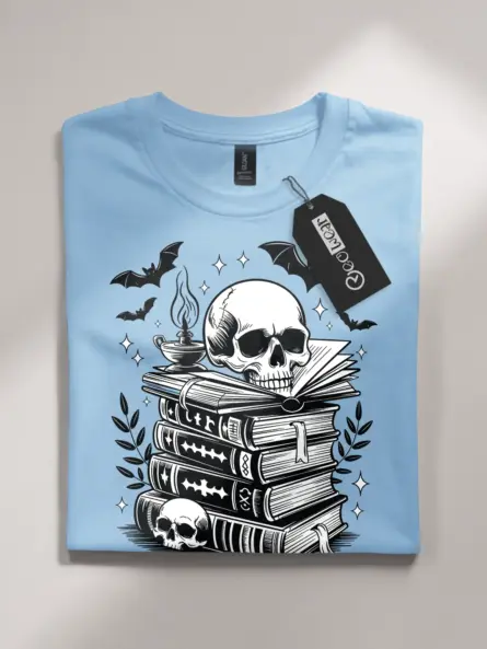 Haunted Library Skull T-Shirt for Bookworms & Dark Academia Fans - Image 7