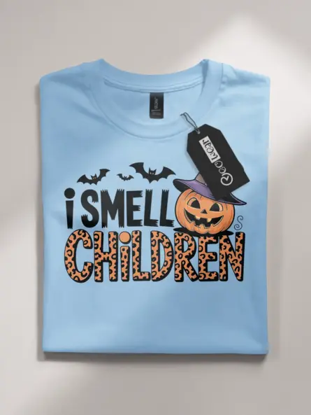 I Smell Children Shirt – Funny Halloween Tee with Pumpkin & Bats - Image 4