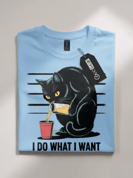 Rebellious “I Do What I Want” Cat Shirt – Funny Vintage Graphic Tee - Image 4