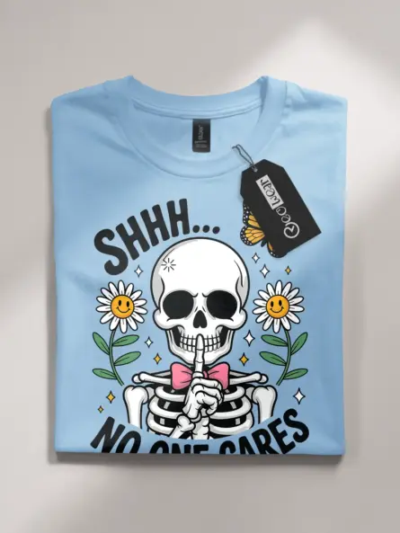 Witty Sarcastic Skeleton Shhh Shirt for Gen Z - Image 7