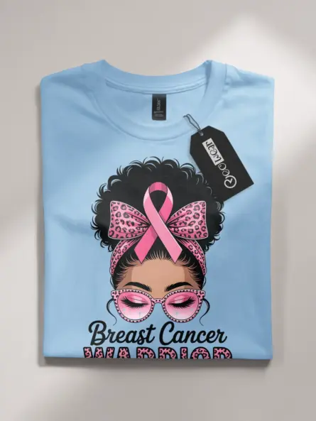 Fierce Breast Cancer Warrior T-Shirt – Afro Pink Ribbon Empowerment Tee - Image 4