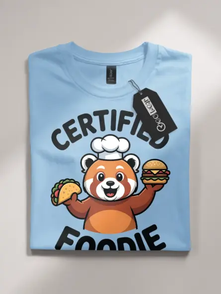Certified Foodie T-Shirt – Cute Red Panda Chef Graphic Tee - Image 4
