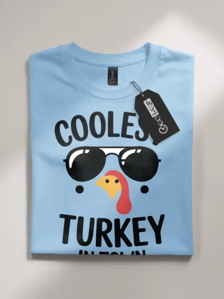 Coolest Turkey in Town Shirt – Funny Thanksgiving Tee for Kids & Teens - Image 4