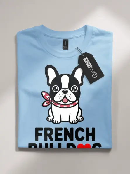 French Bulldog Shirt – Kawaii Dog Mom Gift Tee with Heart Scarf - Image 4