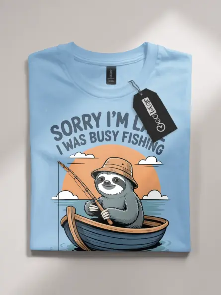 Funny Fishing T Shirt – Lazy Sloth Graphic Tee for Chill Anglers - Image 4