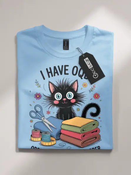 Funny Quilting T-Shirt – Obsessive Quilting Disorder Cat Tee for Crafters - Image 4
