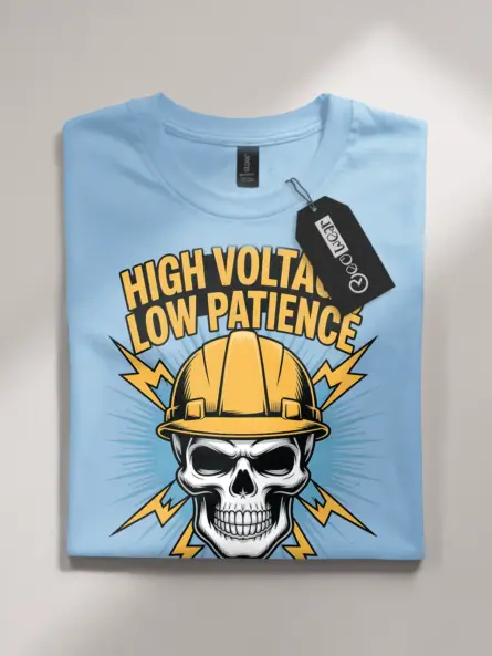 Electrician Skull Shirt High Voltage Low Patience - Image 5