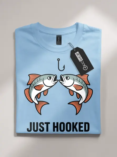 Just Hooked Shirt – Funny Romantic Fishing Tee for Couples - Image 4