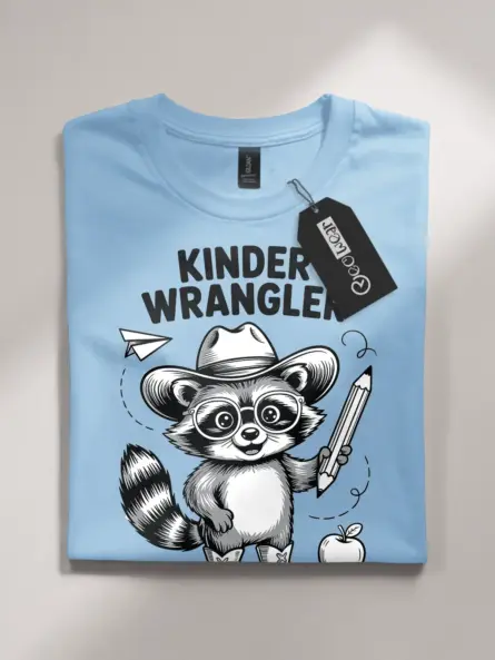 Adorable Kindergarten Teacher T-Shirt – Raccoon Kinder Wrangler Design - Image 4