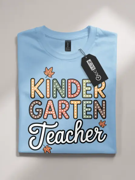 Kindergarten Teacher Shirt – Cute Fall Maple Leaf Design Tee - Image 4