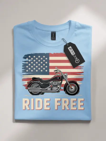 Bold Patriotic Biker T-Shirt – Ride Free with American Pride - Image 4