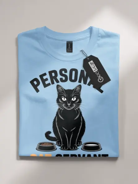 Funny Personal Cat Servant T-Shirt for Cat Lovers | Minimalist Gift Tee - Image 4