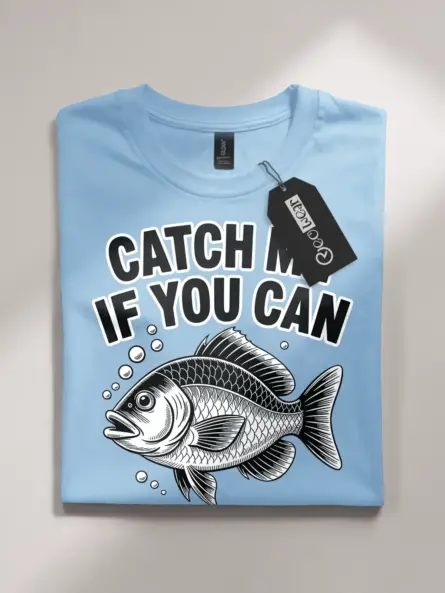 Retro Fishing T-Shirt – Bold Linocut Fish Tee for Outdoorsmen - Image 4