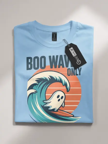Surfing Ghost T-Shirt – Boo Waves Only Retro Tee - Image 4