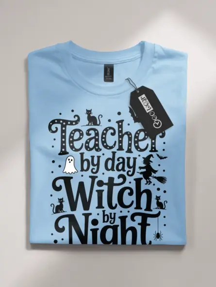 Teacher by Day Witch by Night Shirt – Funny Halloween Tee for Educators - Image 4