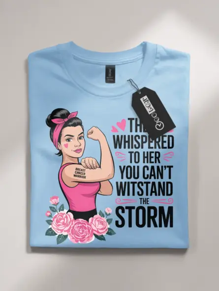 They Whispered to Her Shirt – Rosie Pink Ribbon Power Tee - Image 4