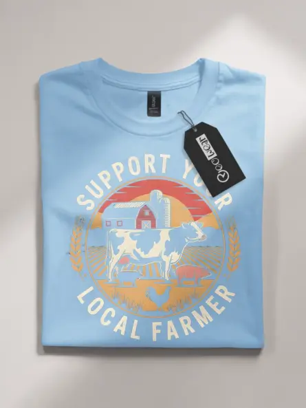 light blue Shirt - Cow Pig Rooster Shirt - support your local farmer t-shirt