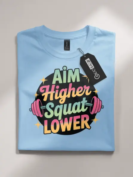 Retro "Aim Higher Squat Lower" Women's Squat Motivation T-Shirt - Image 4