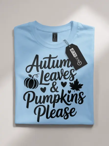 Chic Autumn Leaves and Pumpkins Shirt – Cozy Fall Graphic Tee - Image 4