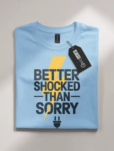 Light Blue Better Shocked Than Sorry Shirt – lightning bolt graphic tee for pros
