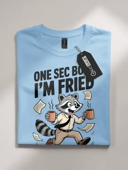 Burnout Humor T-Shirt – Funny Raccoon Work Tee for Overworked Pros - Image 4