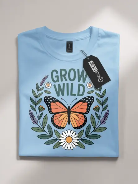 Butterfly Nature T-Shirt – “Grow Wild” Floral Garden Graphic Tee - Image 4