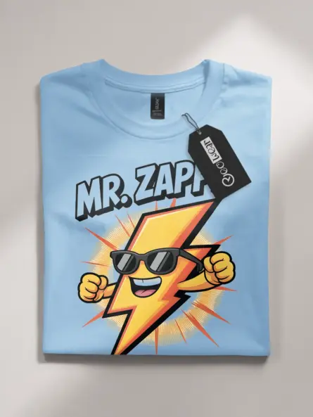 Cartoon Lightning Bolt Kids T-Shirt Mr. Zappy - Image 4
