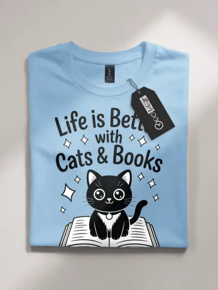 Charming Cat Book Lover Shirt – Cute Kawaii Tee for Readers - Image 4