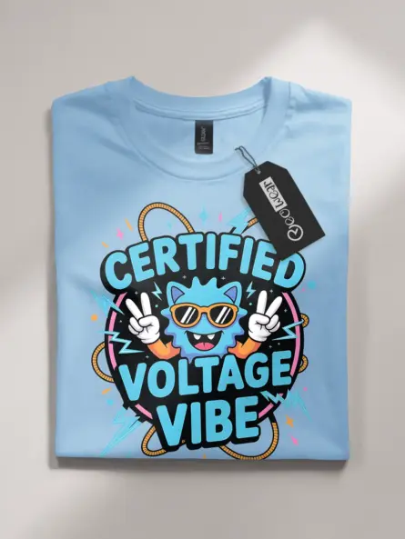 Light Blue Certified Voltage Vibe Shirt – electric blue vibe tee for tech professionals