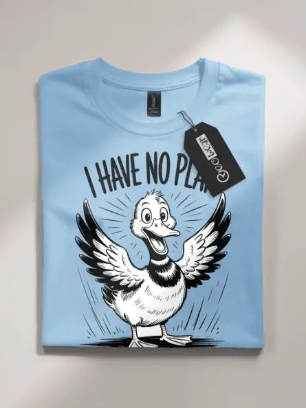 Chaotic Duck T-Shirt – Funny “I Have No Plan” Cartoon Tee - Image 4