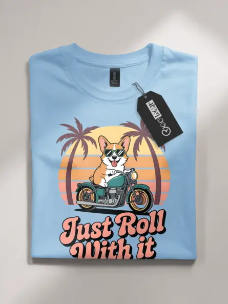 Playful Corgi Motorcycle T-Shirt for Beach Dog Lovers - Image 4