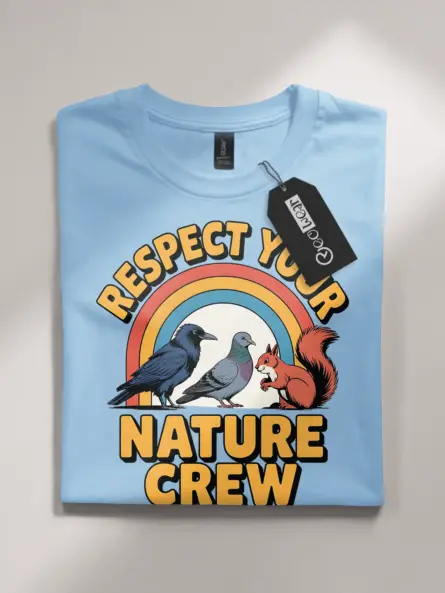 Eco Friendly Animal Crew T-Shirt Retro Rainbow Design - Image 4