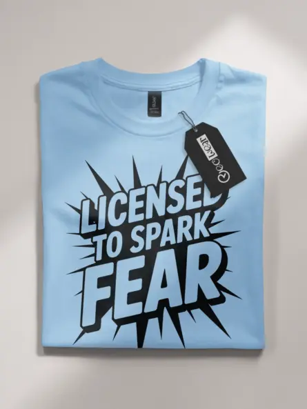 Light Blue Shirt – Comic Style Tee – Electrician Comic T-Shirt