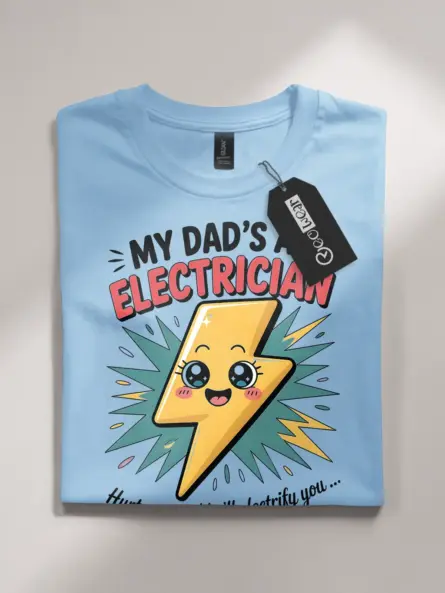 Adorable Electrician Dad Kids T-Shirt with Cartoon Bolt - Image 4