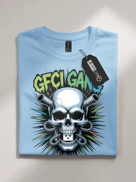 Electrician Skull T-Shirt GFCI Gang Graphic Tee - Image 4